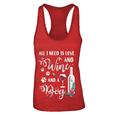 All I Need Is Love And Wine And A Dog-T-Shirt & Tank Top-Women's Ideal Racerback Tank-Red