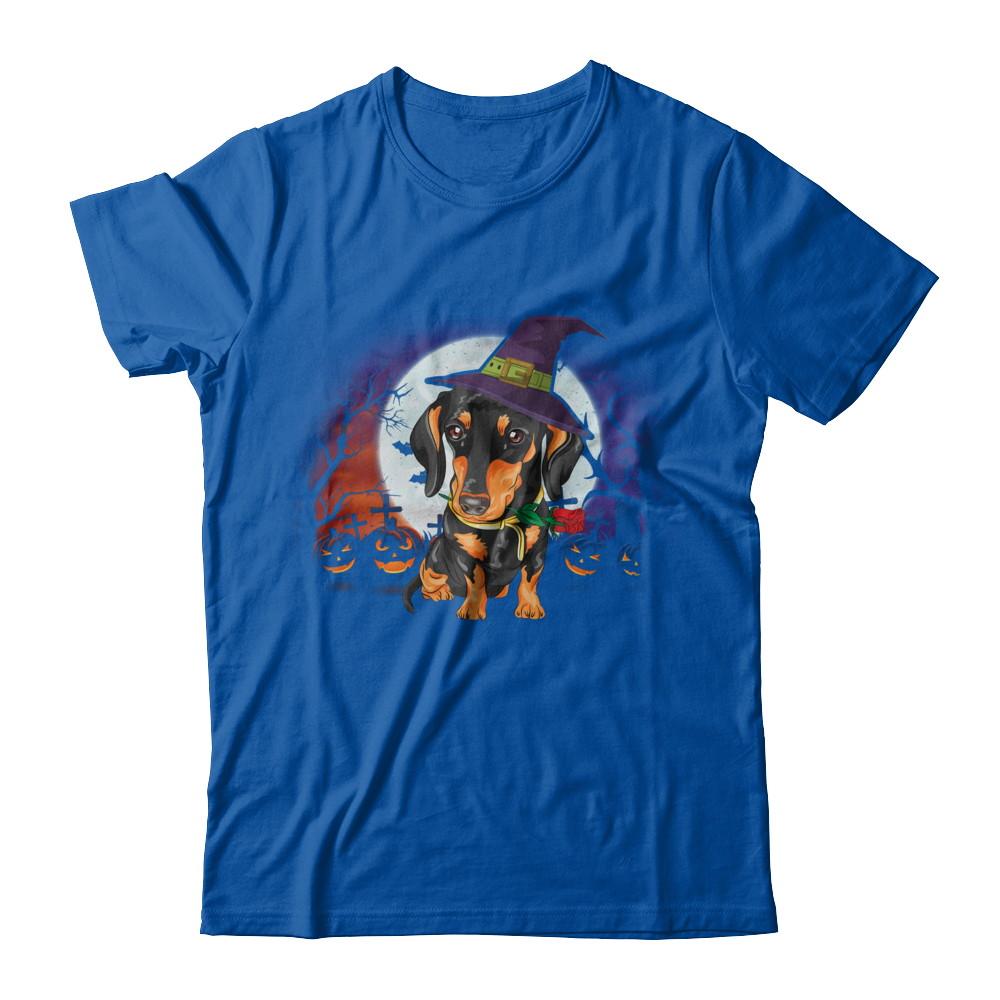 Cute Halloween Dachshund Puppy Pumpkins-T-Shirt & Sweatshirt-Premium T-Shirt-Royal