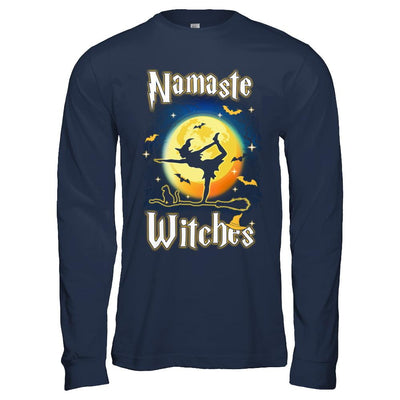 Namaste Witches Yoga Halloween-T-Shirt & Hoodie-Long Sleeve T-Shirt-Navy