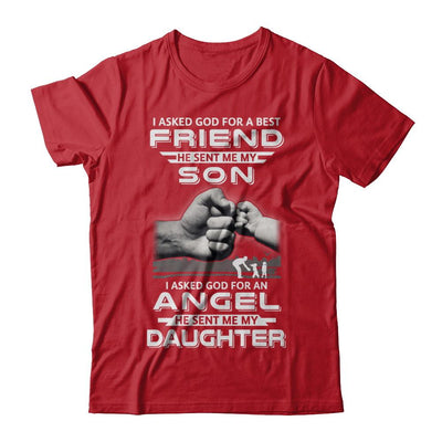 I Asked God For A Best Friend He Sent Me My Son And Angel Daughter-T-Shirt & Hoodie-Classic T-Shirt-Red