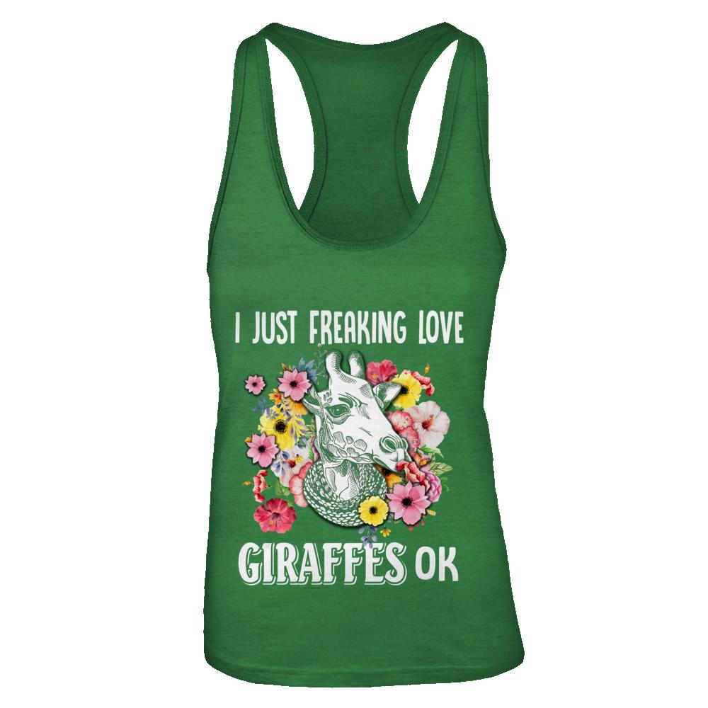 I Just Freaking Love Giraffes-T-Shirt & Tank Top-Women's Ideal Racerback Tank-Kelly Green