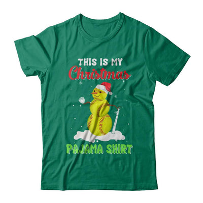This Is My Christmas Pajama Xmas Snowman Softball-T-Shirt & Sweatshirt-Classic T-Shirt-Kelly Green