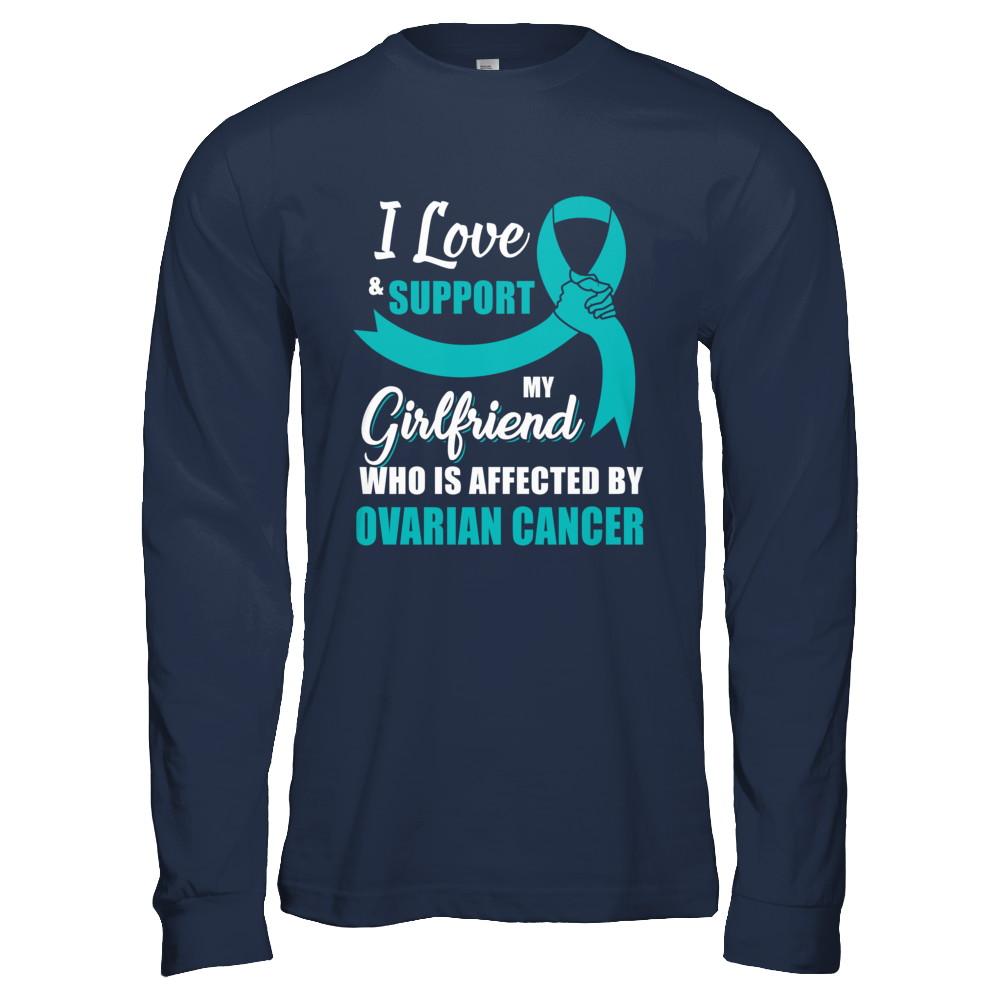Ovarian Cancer Awareness Support Teal Girlfriend Boyfriend-T-Shirt & Hoodie-Long Sleeve T-Shirt-Navy