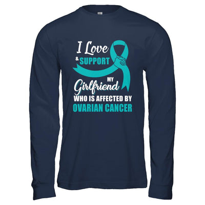 Ovarian Cancer Awareness Support Teal Girlfriend Boyfriend-T-Shirt & Hoodie-Long Sleeve T-Shirt-Navy