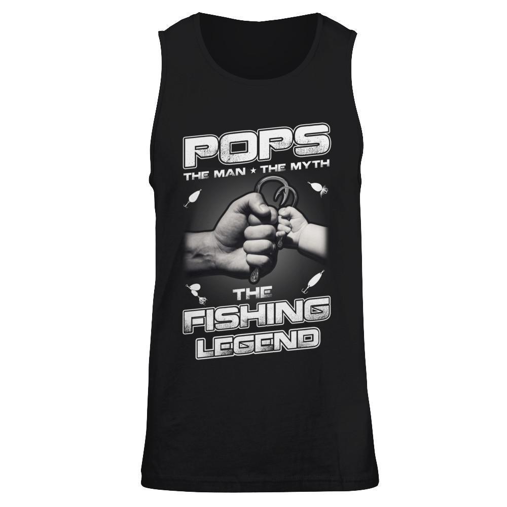 Pops The Man The Myth The Fishing Legend-T-Shirt & Hoodie-Unisex Tank-Black
