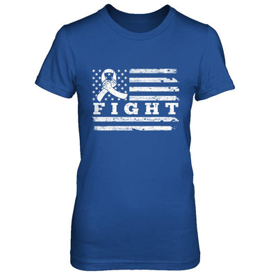 Fight Clear Ribbon US Flag Lung Cancer Awareness-T-Shirt & Hoodie-Women's T-Shirt-Royal