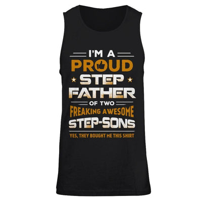 I'm A Proud Step Father Of Two Freaking Awesome Step Sons-T-Shirt & Hoodie-Unisex Tank-Black