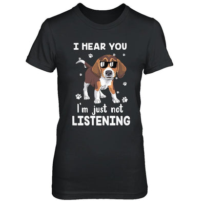 I Hear You I'm Just Not Listening Funny Beagle-T-Shirt & Hoodie-Women's T-Shirt-Black