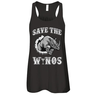 Save The Winos Wine Rhino-T-Shirt & Tank Top-Women's Flowy Racerback Tank-Black