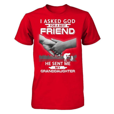 I Asked God For A Best Friend He Sent Me My Granddaughter-T-Shirt & Hoodie-Premium T-Shirt-Red