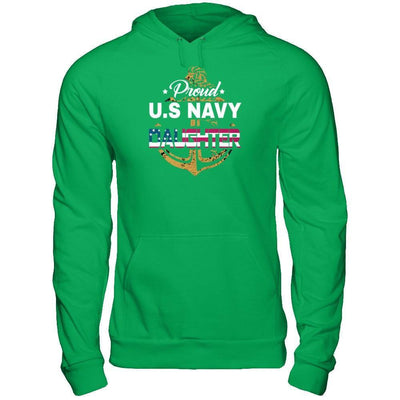 Proud US Navy Daughter-T-Shirt & Hoodie-Pullover Hoodie-Irish Green