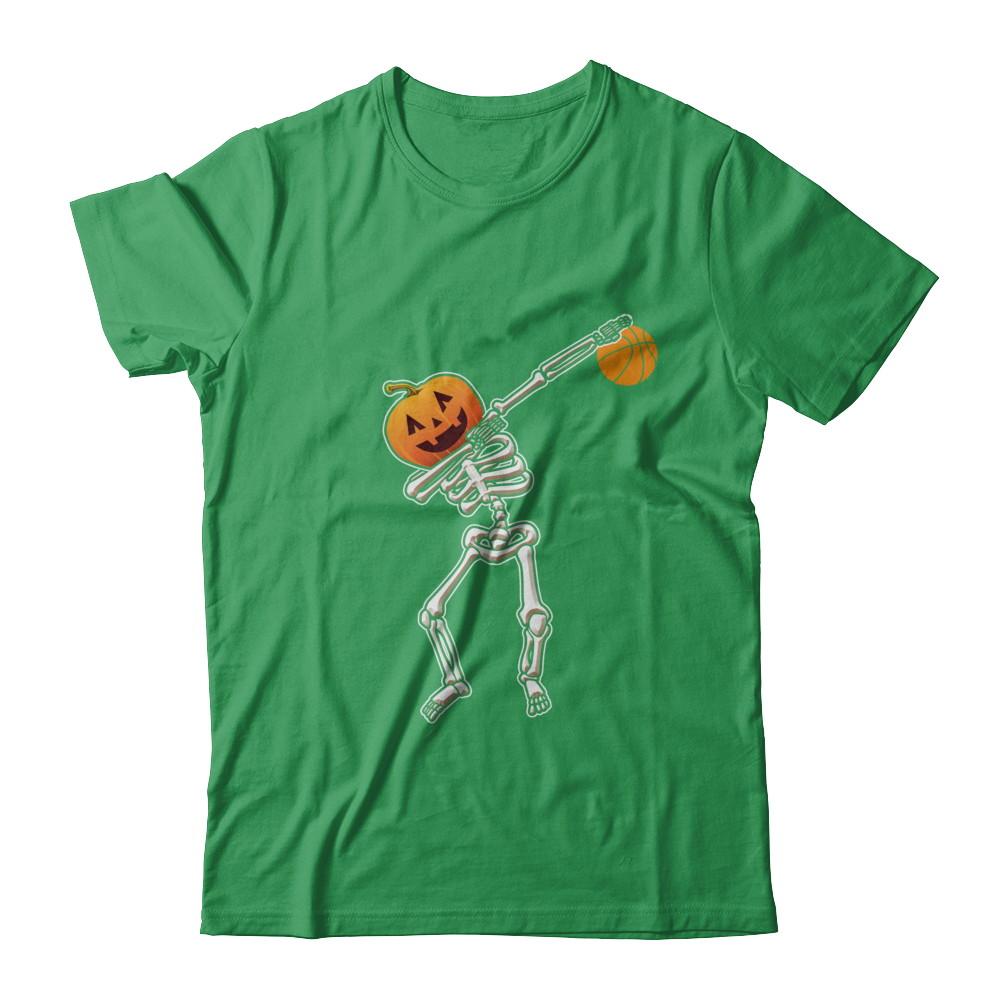 Halloween Dabbing Skeleton Basketball-T-Shirt & Hoodie-Premium T-Shirt-Kelly Green
