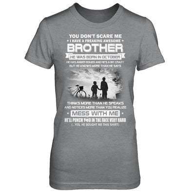 Freaking Awesome Brother He Was Born In October Sister-T-Shirt & Hoodie-Women's T-Shirt-Sport Grey