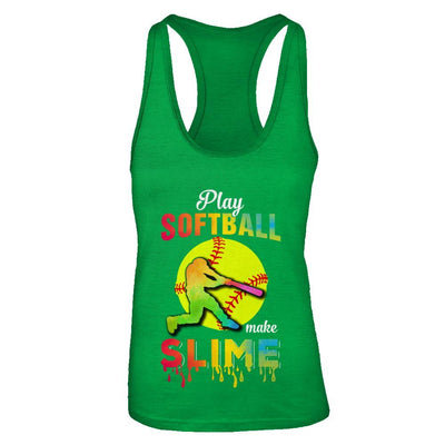 Play Softball Make Slime Watercolor For Girl Women-T-Shirt & Tank Top-Women's Ideal Racerback Tank-Kelly Green