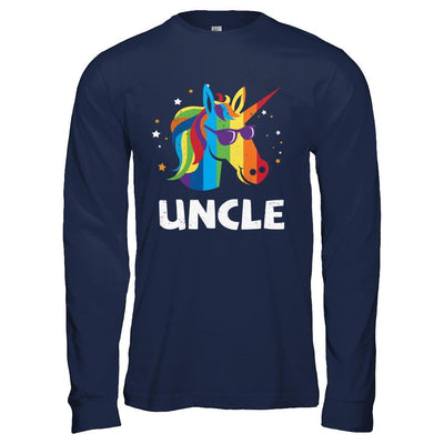 LGBT Pride Lesbian Gay Proud Uncle Unicorn-T-Shirt & Hoodie-Long Sleeve T-Shirt-Navy