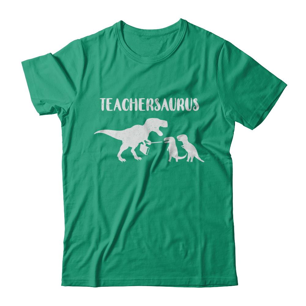 Teacher Funny Teachersaurus Dinosaur-T-Shirt & Hoodie-Classic T-Shirt-Kelly Green