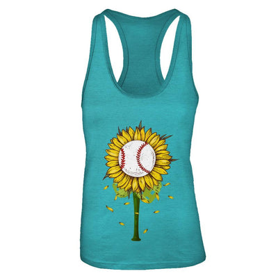 Sunflower Baseball Mom Daughter Lover Gift-T-Shirt & Tank Top-Women's Ideal Racerback Tank-Tahiti Blue