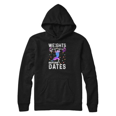 Weights Before Dates Unicorn Gym Weight Lifting-T-Shirt & Tank Top-Pullover Hoodie-Black