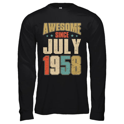 Vintage Retro Awesome Since July 1958 63th Birthday-T-Shirt & Hoodie-Long Sleeve T-Shirt-Black