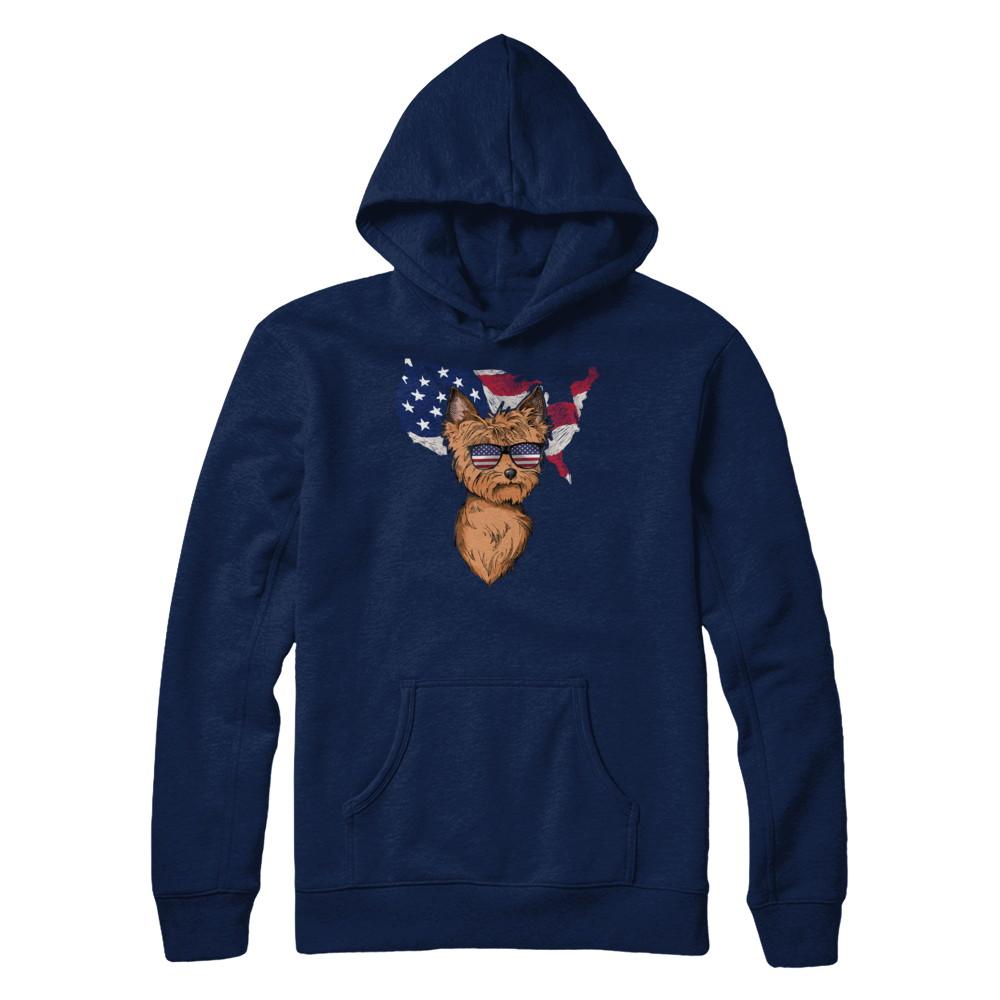 Funny Patriot Yorkie Dog 4Th Of July American Flag-T-Shirt & Hoodie-Pullover Hoodie-Navy