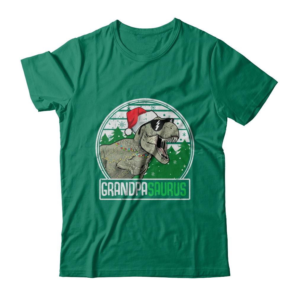 Grandpasaurus Grandpa Dinosaur T-Rex Family Christmas-T-Shirt & Sweatshirt-Classic T-Shirt-Kelly Green