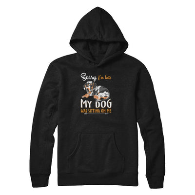 Sorry I'm Late My Dachshund Was Sitting On Me Funny Dog-T-Shirt & Tank Top-Pullover Hoodie-Black