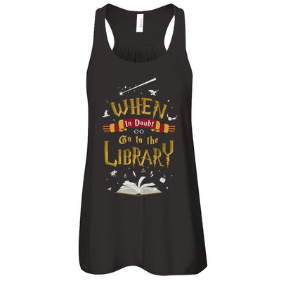 When In Doubt Go To The Library-T-Shirt & Hoodie-Women's Flowy Racerback Tank-Black