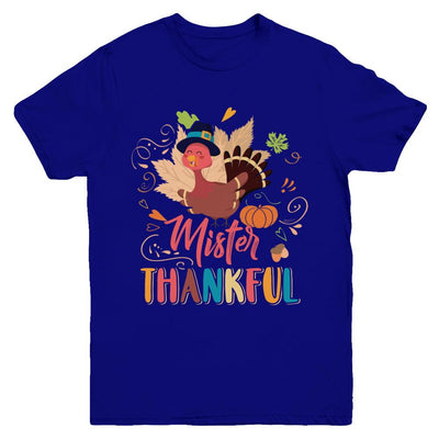 Cute Mister Thankful Turkey Thanksgiving Youth-Youth Shirt-Youth T-Shirt-Navy