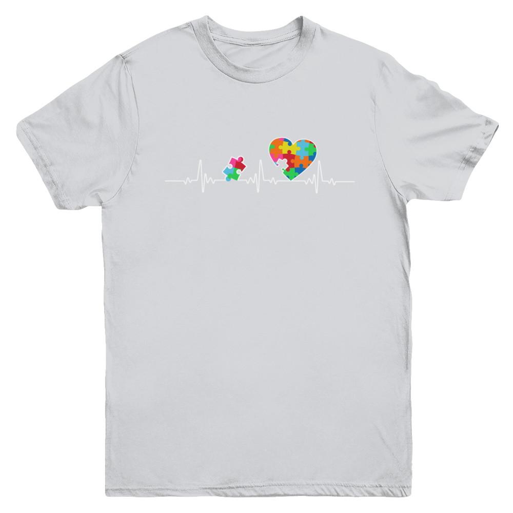 Autism Puzzle Heartbeat Autism Awareness Youth-Youth Shirt-