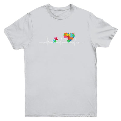 Autism Puzzle Heartbeat Autism Awareness Youth-Youth Shirt-
