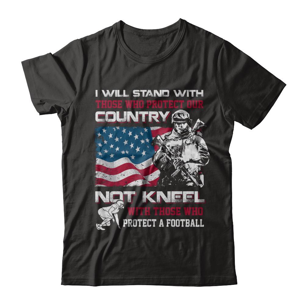 I Stand For The American Flag I Don't Kneel Football-T-Shirt & Hoodie-Premium T-Shirt-Black