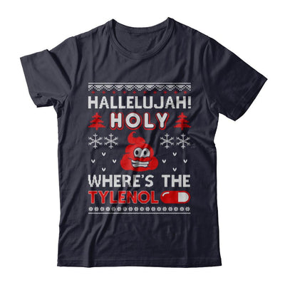 Hallelujah Holy Where's The Christmas Ugly Sweater-T-Shirt & Sweatshirt-Premium T-Shirt-Midnight Navy