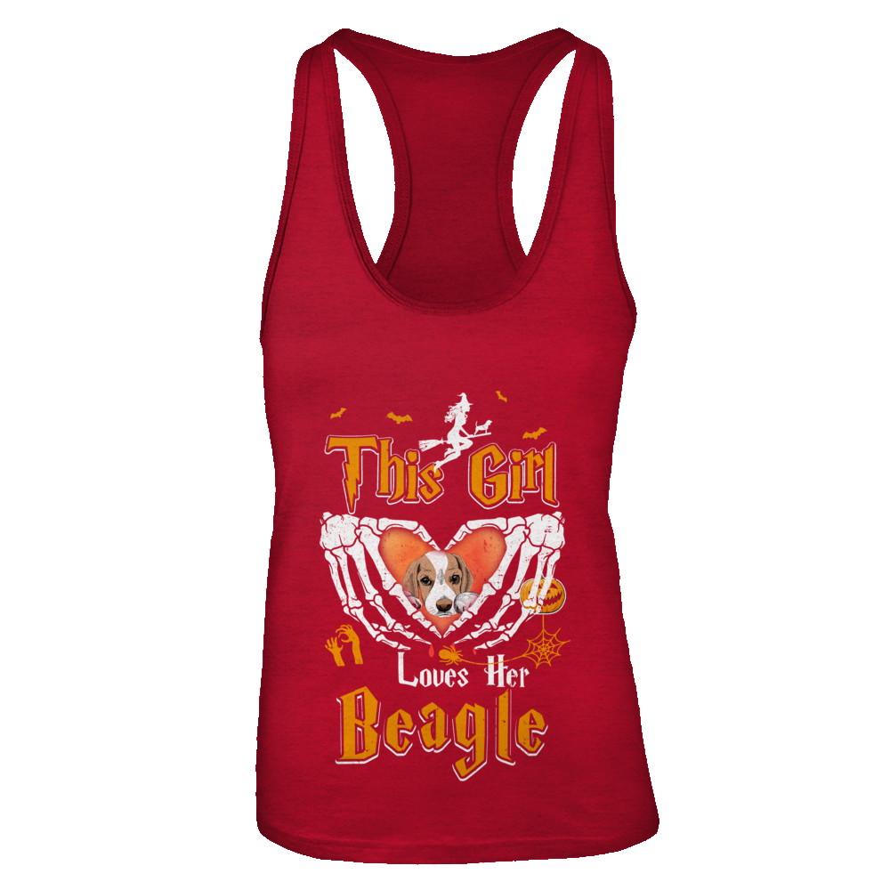 This Girl Love Her Dog Beagle Halloween-T-Shirt & Tank Top-Women's Ideal Racerback Tank-Red