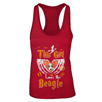 This Girl Love Her Dog Beagle Halloween-T-Shirt & Tank Top-Women's Ideal Racerback Tank-Red