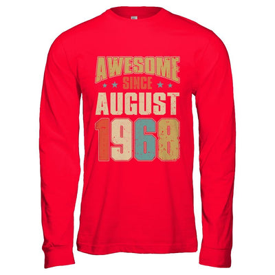 Vintage Retro Awesome Since August 1968 53th Birthday-T-Shirt & Hoodie-Long Sleeve T-Shirt-Red