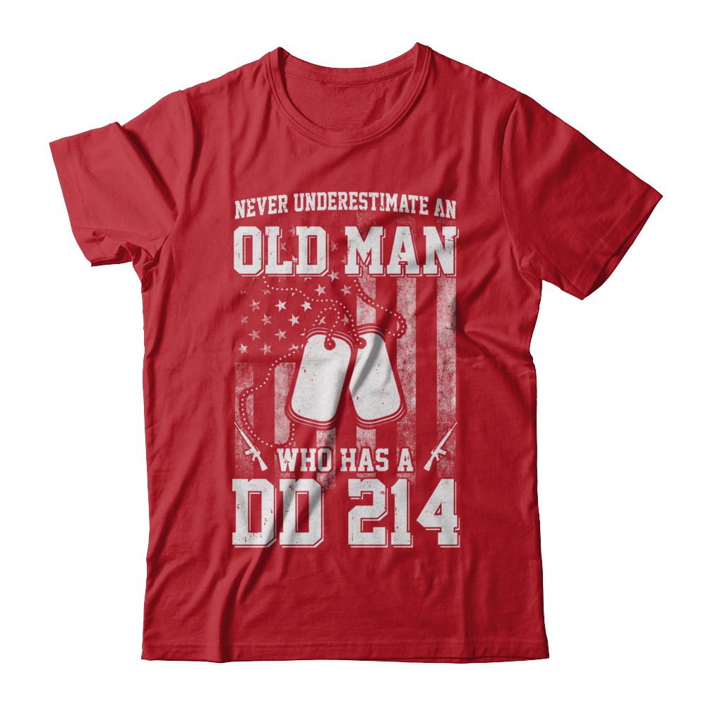Never Underestimate An Old Man Who Has DD214-T-Shirt & Hoodie-Classic T-Shirt-Red