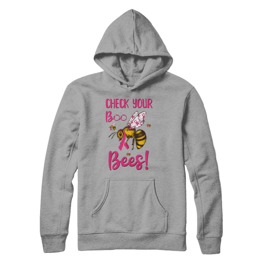 Check Your Boo Bees Funny Breast Cancer-T-Shirt & Hoodie-Pullover Hoodie-Light Steel