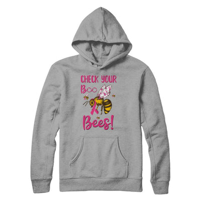 Check Your Boo Bees Funny Breast Cancer-T-Shirt & Hoodie-Pullover Hoodie-Light Steel