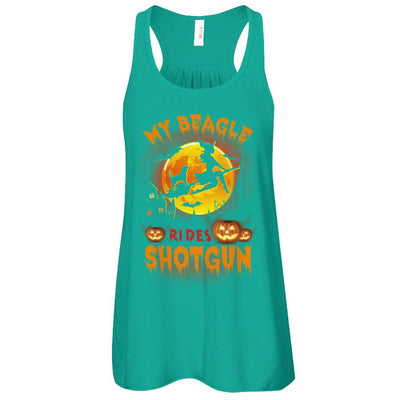 My Beagle Rides Shotgun Halloween Dog-T-Shirt & Tank Top-Women's Flowy Racerback Tank-Kelly