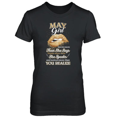 May Girl Knows More Than She Says Birthday Gift-T-Shirt & Tank Top-Women's T-Shirt-Black