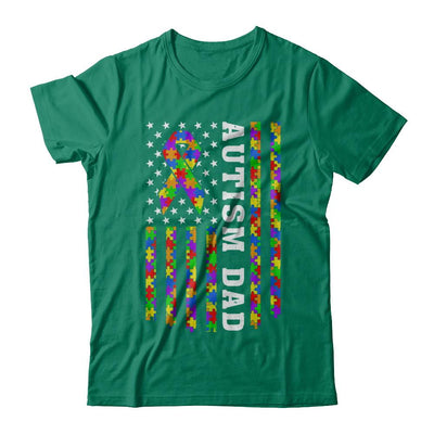 Proud Autism Dad Daddy Autistic Us Flag Fathers Day-T-Shirt & Hoodie-Classic T-Shirt-Kelly Green