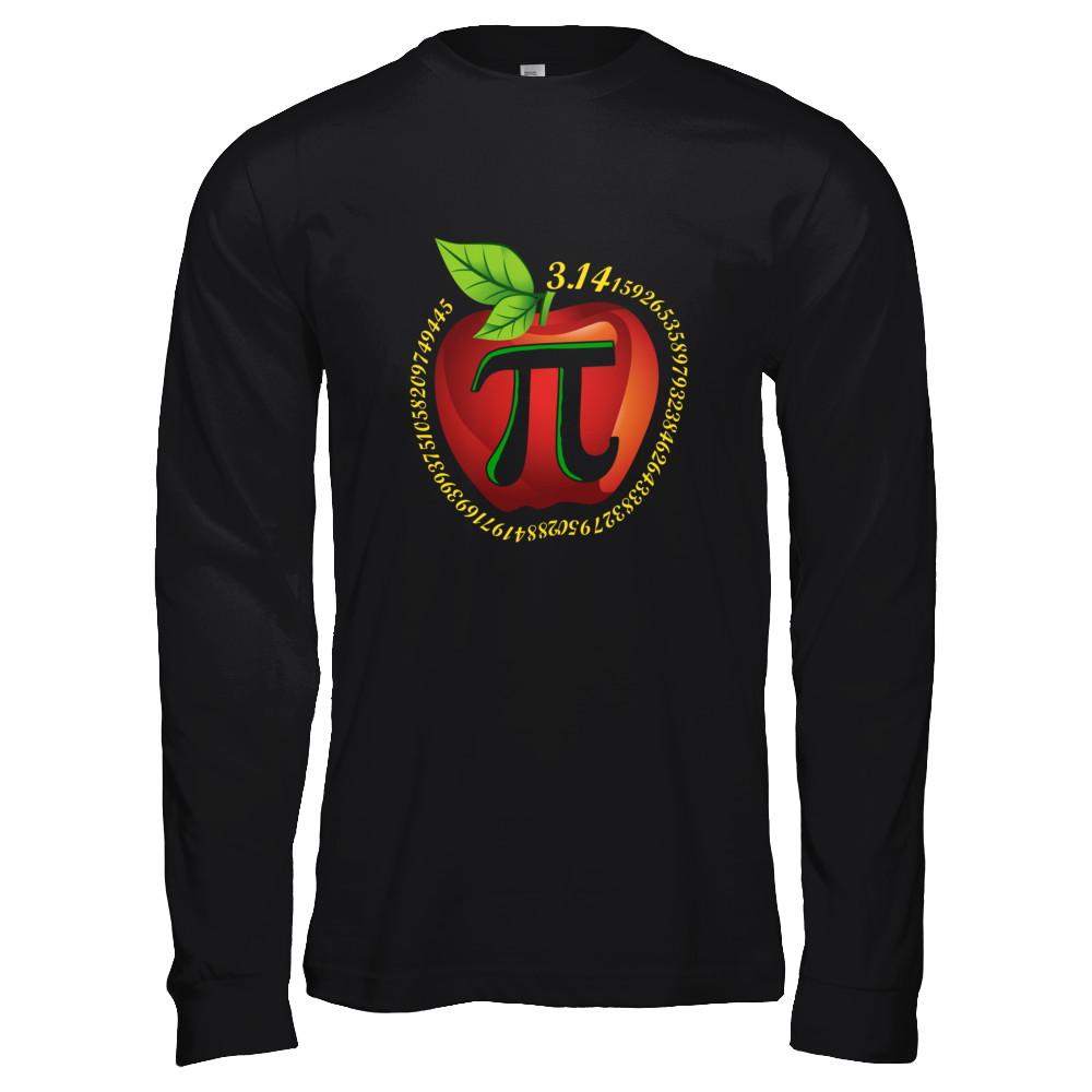 Teacher Apple Pi Math Happy Pi Day-T-Shirt & Hoodie-Long Sleeve T-Shirt-Black
