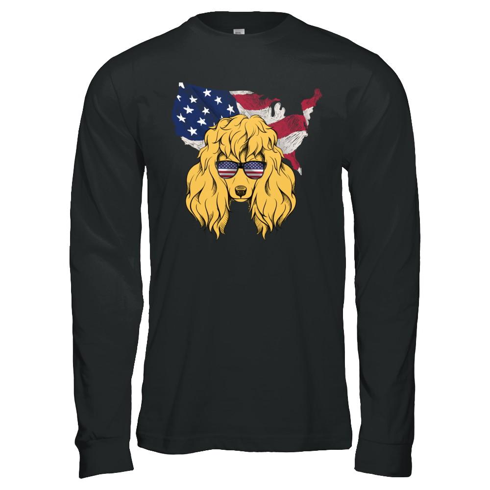 Funny Patriot Poodle Dog 4Th Of July American Flag-T-Shirt & Hoodie-Long Sleeve T-Shirt-Black