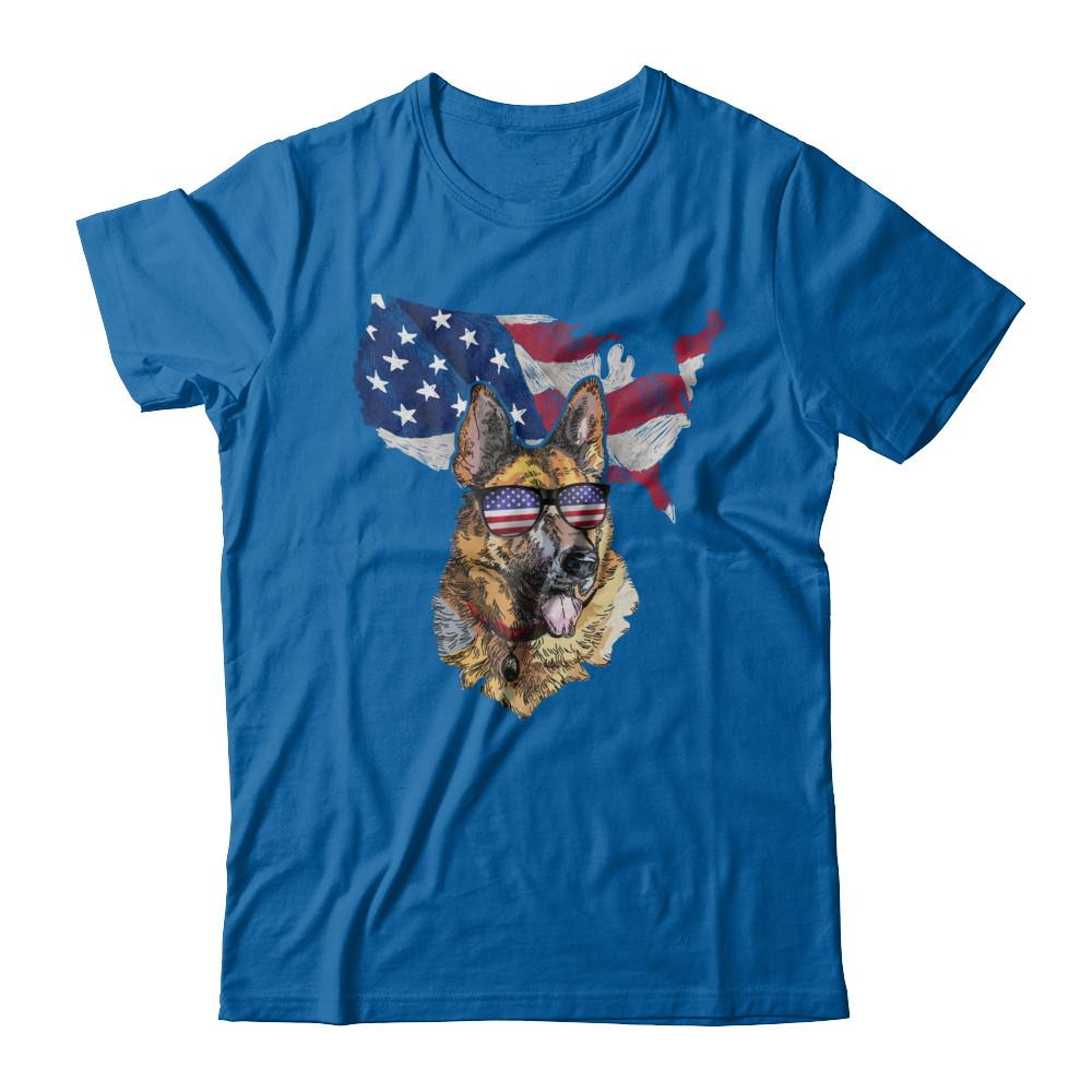 Funny Patriot German Shepherd Dog 4Th Of July American Flag-T-Shirt & Hoodie-Classic T-Shirt-Royal