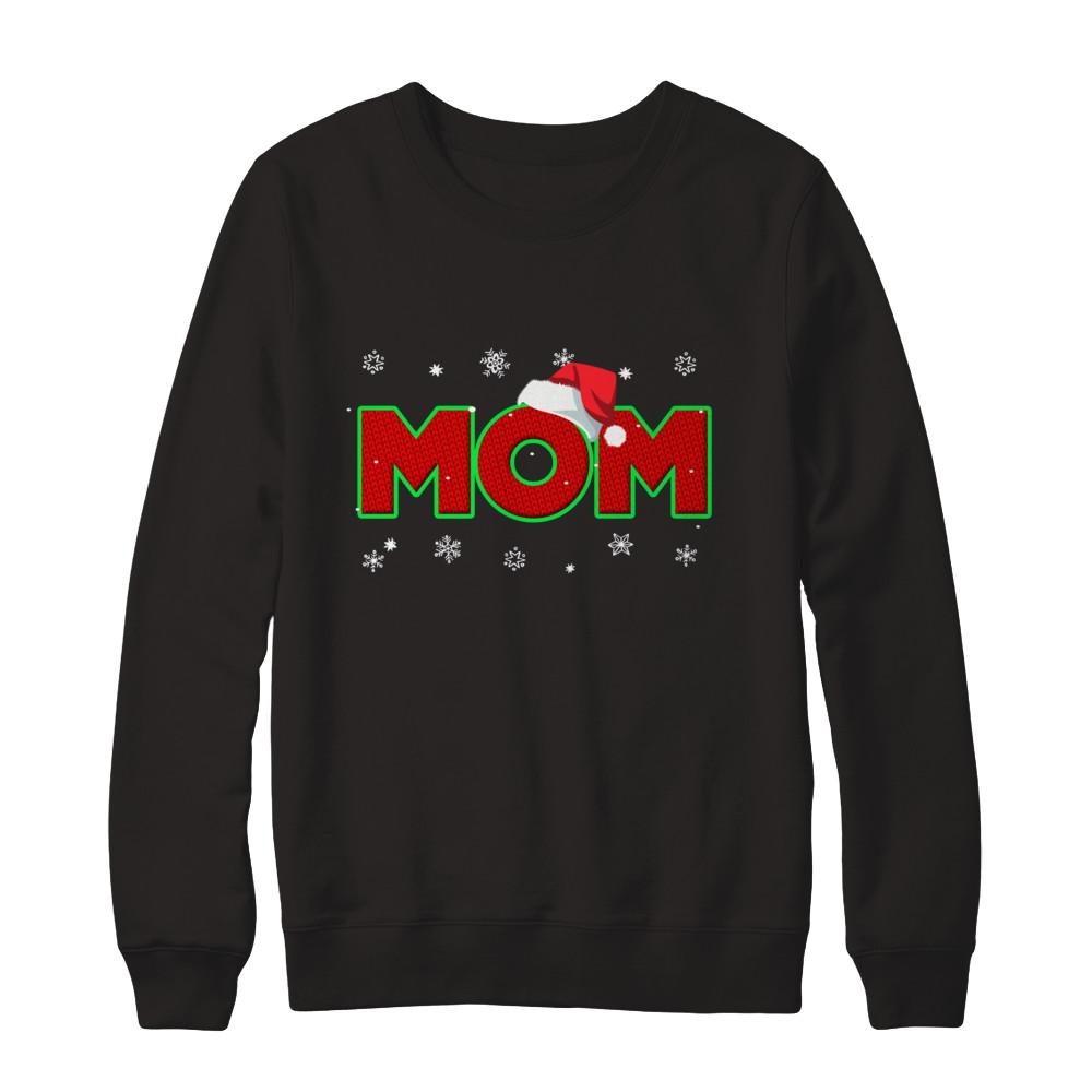 Mom Christmas Santa Ugly Sweater Gift-T-Shirt & Sweatshirt-Crewneck Sweatshirt-Black