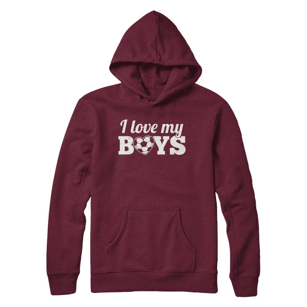 Love My Boys Mom And Dad Soccer-T-Shirt & Hoodie-Pullover Hoodie-Maroon