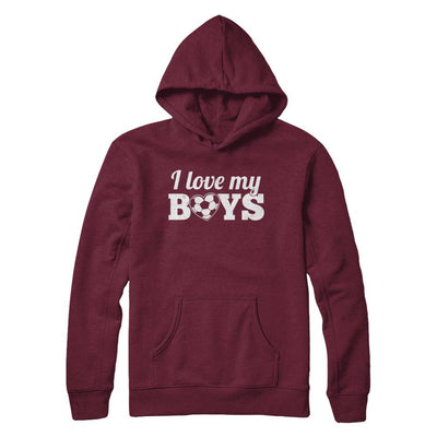 Love My Boys Mom And Dad Soccer-T-Shirt & Hoodie-Pullover Hoodie-Maroon