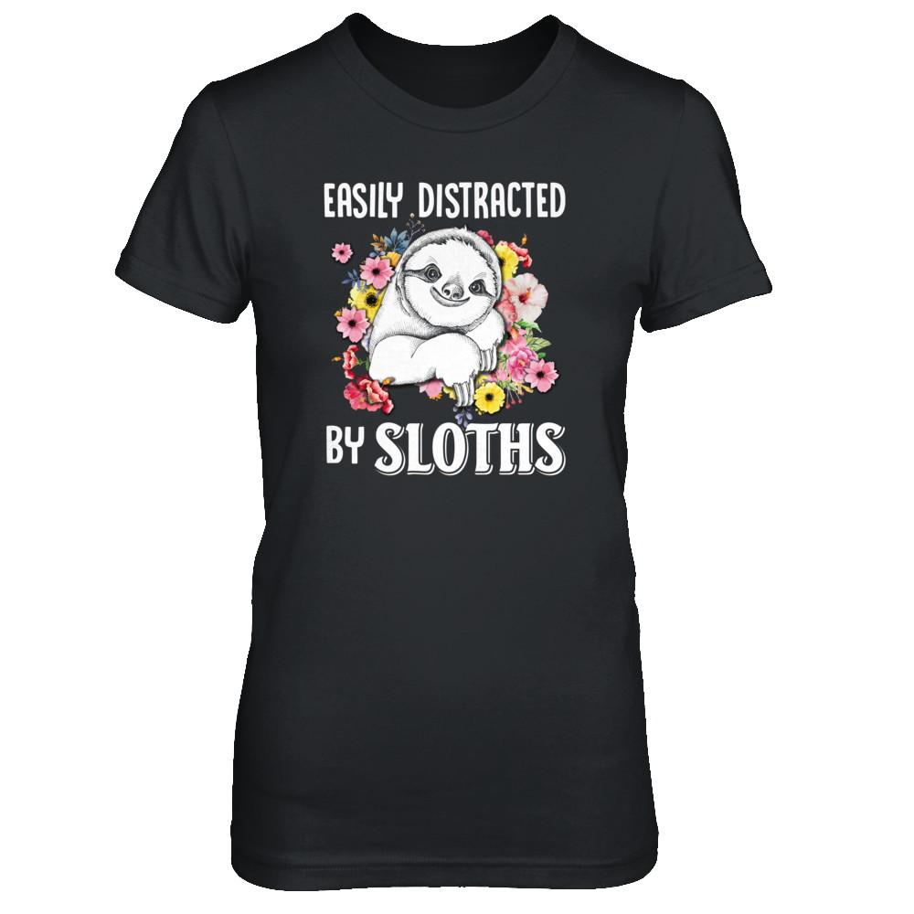 Easily Distracted By Sloths-T-Shirt & Tank Top-Women's T-Shirt-Black