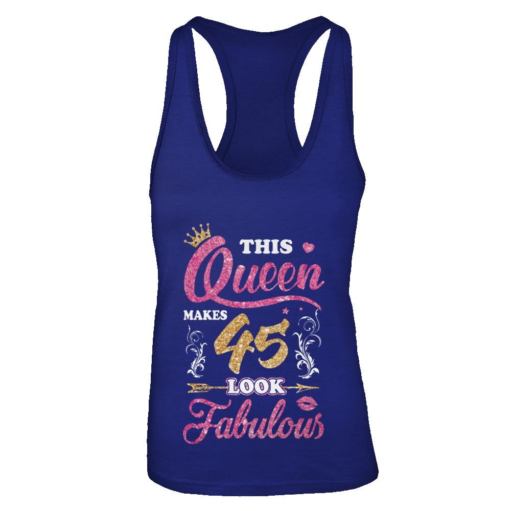 This Queen Makes 45 Look Fabulous 1976 45th Birthday-T-Shirt & Tank Top-Women's Ideal Racerback Tank-Royal