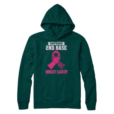 Defend 2nd Base Fight Breast Cancer Awareness-T-Shirt & Hoodie-Pullover Hoodie-Deep Forest